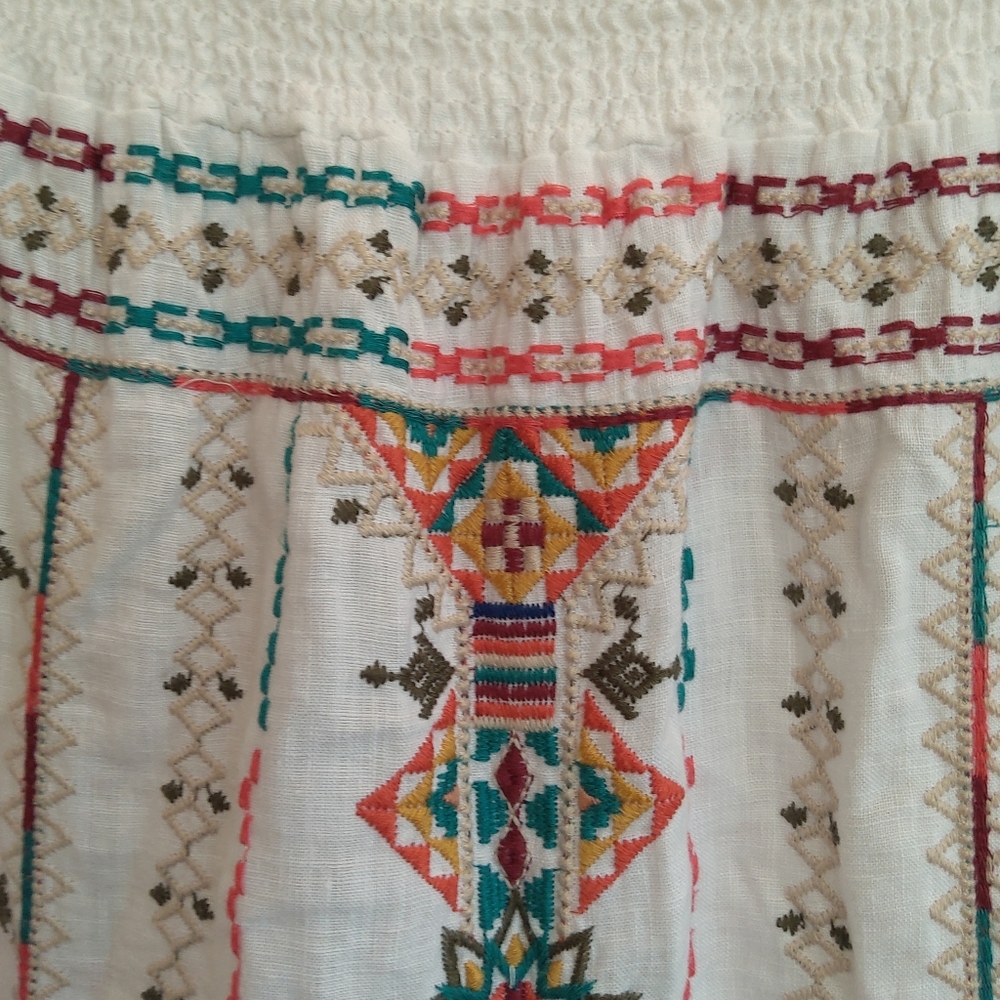 Johnny Was JW Los Angeles white embroidered Verena skirt - Picture 3 of 11
